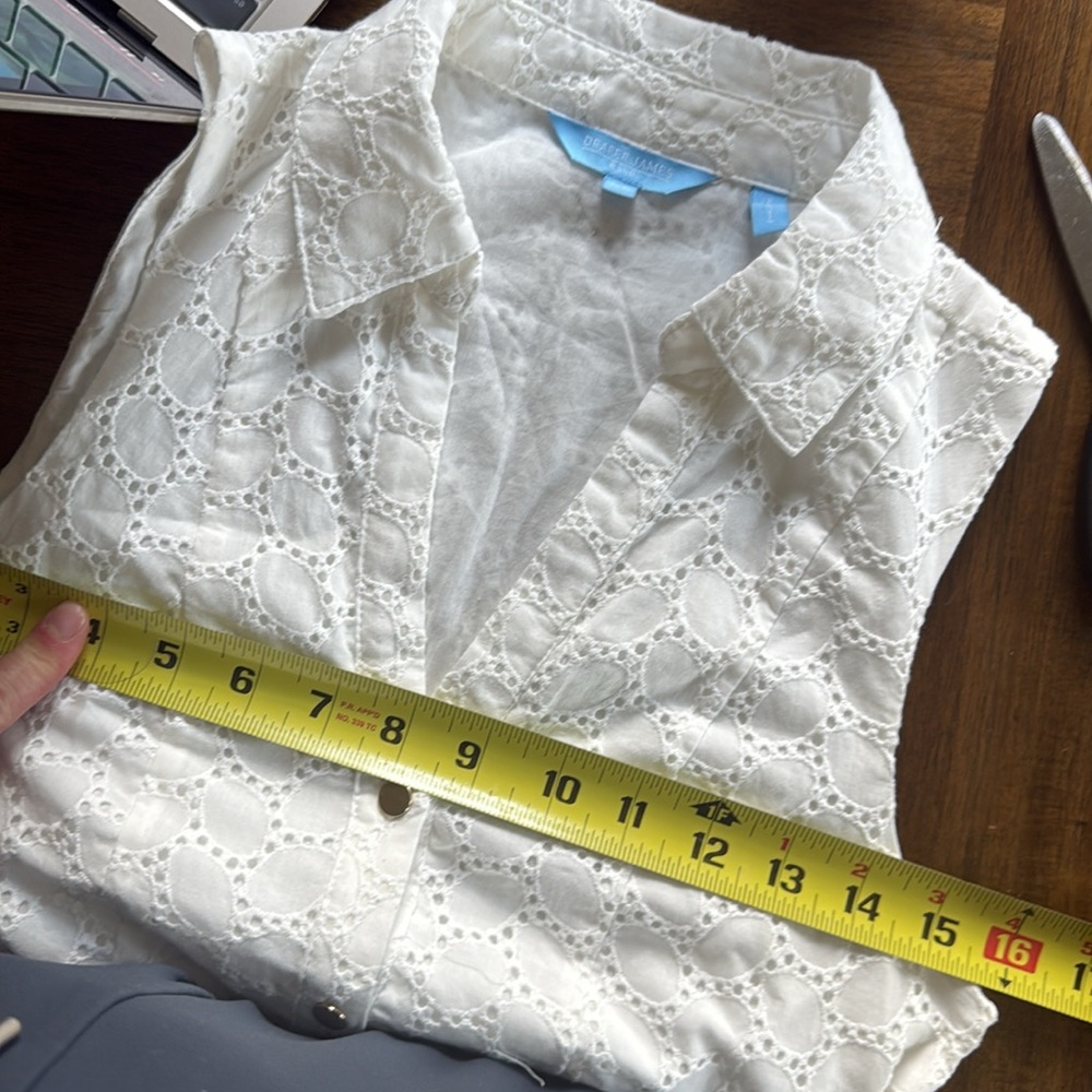 Draper James White Sleeveless eyelet Sundress with Notched Collar XS - Picture 6 of 7